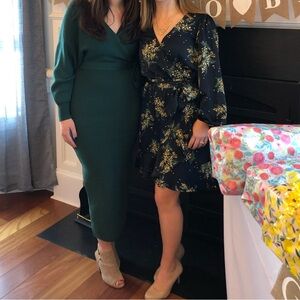 Navy blue long sleeve dress with pattern from Lauren Conrad